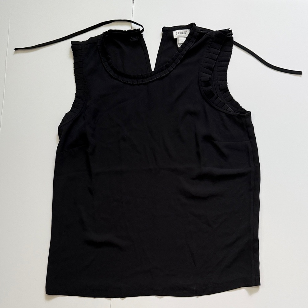 J. Crew Black Ruffle Sleeveless Blouse